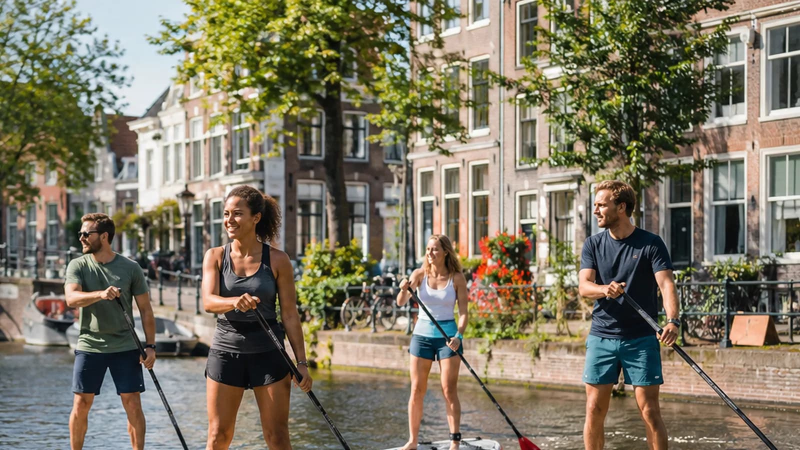 Suppers peddelen langs historische gevels in Leiden